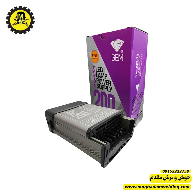 منبع تغذیه 12 ولت 16 آمپر GEM
