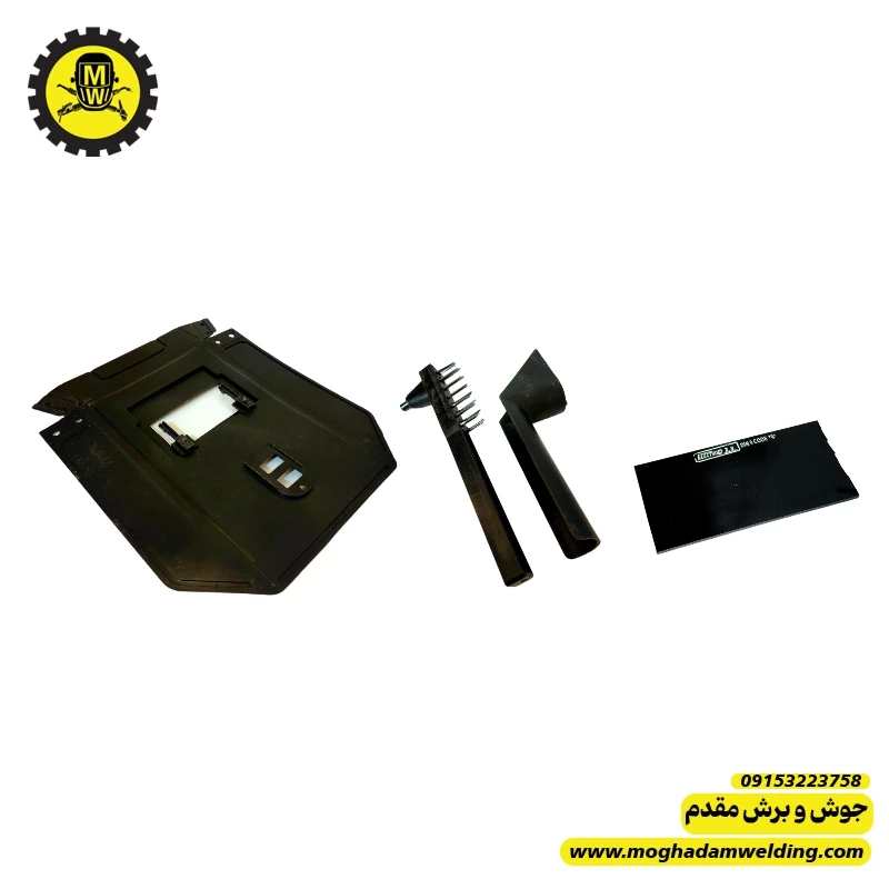 ماسک جوشکاری به همراه فرچه و چکش وشیشه دودی