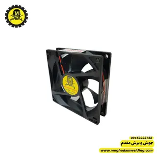 فن 12 ولت 9*9 بوشی 3500 دور 7 پره برند جوش و برش مقدم نمای اصلی فن
