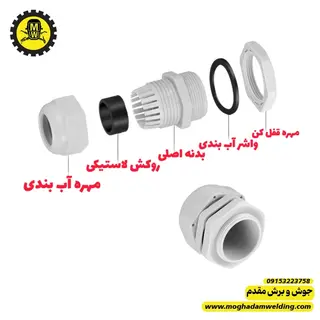 گلند پلاستیکی PG16  نمای کامل جزییات قطعه 