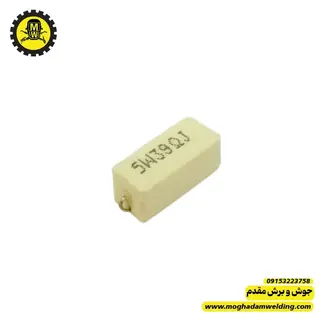 مقاومت آجری 39 اهم 5 وات سفید رنگ نمای روبرو برند  MULTICOMP