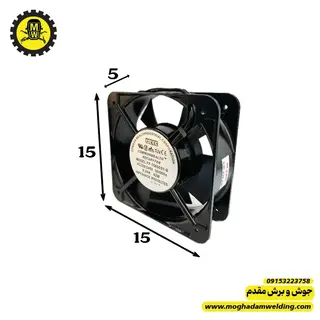 فن 220 ولت AC سایز 15*15 بدنه فلزی نمای روبرو برند DTEC