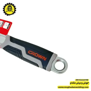 آچار فرانسه 10 اینچ روکشدار کرون مدل CNB10 نمایه روبرو دسته روکش دار 