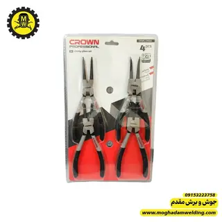 ست انبر خار باز کن 4 عددی7 اینچ کرون مدل CPXA4 همراه با جعبه نمای روبرو