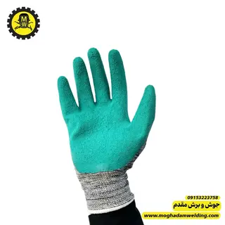 دستکش پلی استر مدل کف نیتریل ضد مواد حلال (نفت) آرین نمای کف دست