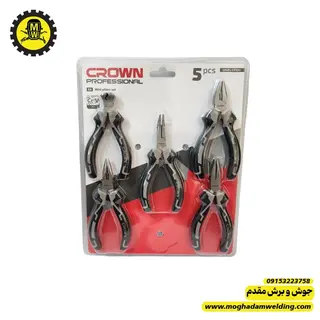 ست انبر الکترونیکی 5 پارچه 4.5 اینچ کرون مدل CPXB5 همراه با جعبه نمای روبرو