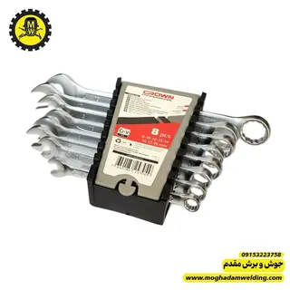 ست آچار یکسر رینگی 8 عددی پلکانی کرون مدل C-XA8 نمای روبرو 